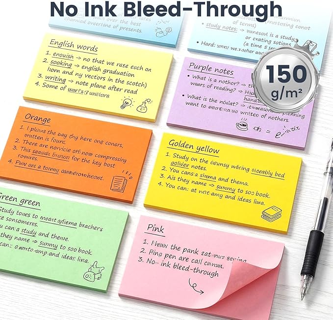 Koogel Index Cards 3x5 Inch, 272Count, Colored Flash Card for Studying, Heavy Weight Notecard Note Taking for School Students College Office Teachers, Home, Supplies, Blank, 8 Assorted Colors