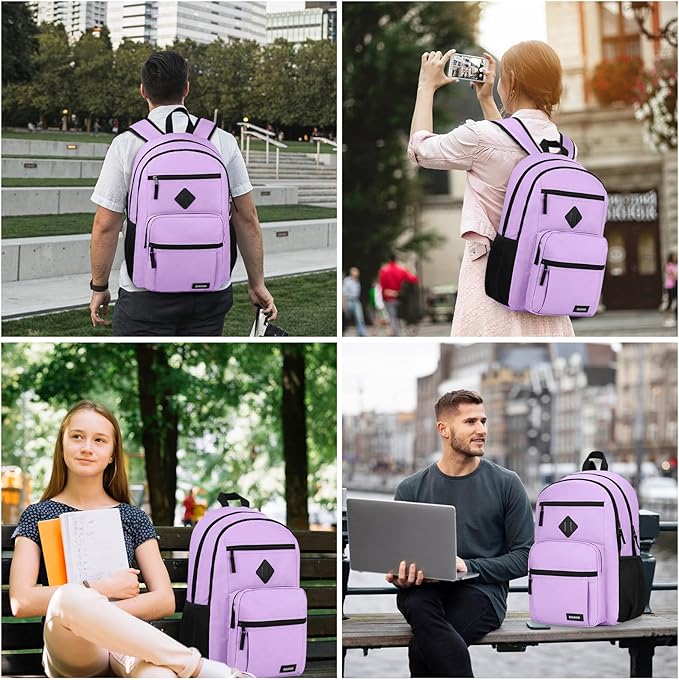 BIKROD Backpack for Girls Women, School Backpack for Teen Boys, Lightweight Casual High School Bookbag, Daily-use Travel Laptop Backpack Fits 15.6 Inch Notebook