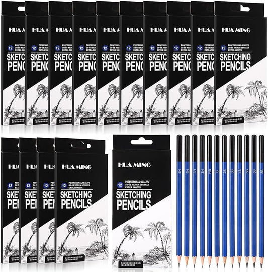 Humyoun 120 Pcs Graphite Sketch Pencil Set (8b - 5h) Professional Drawing Pencils Graphite Charcoal Gift Bulk for Beginners and Artists Art Sketching Supplies