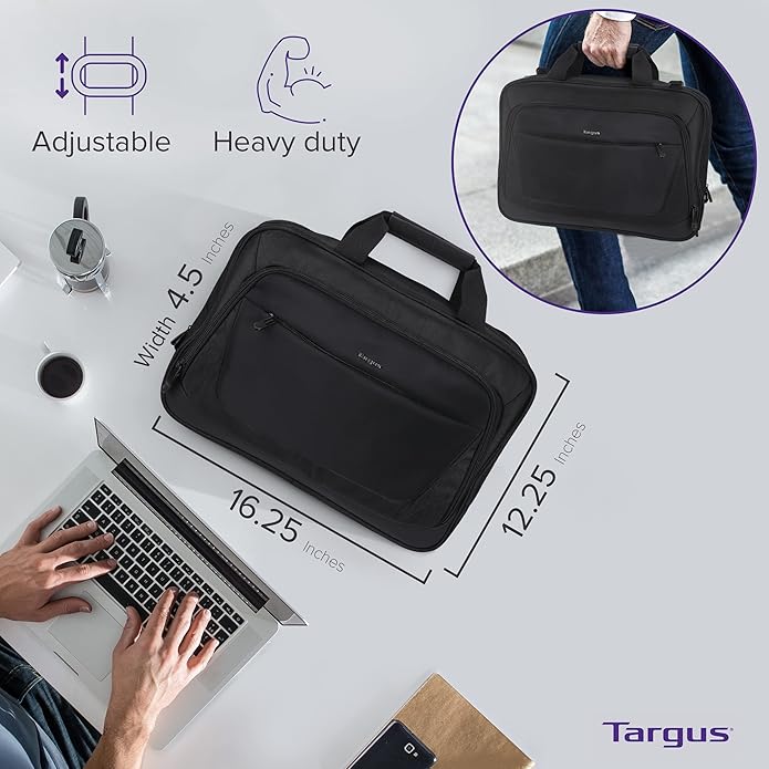 Targus CityLite Laptop Briefcase Shoulder Messenger Bag for 15.6-Inch Laptop, Black (TBT053US)