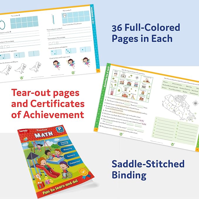Kindergarten Academic Preparation Series for Students Ages 5-6, Educational Literacy Workbooks for Introductory Reading and Writing, Comprehensive ... Mathematics, Phonics, and Cognitive Skills