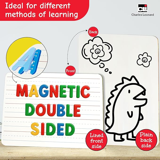Charles Leonard Magnetic Lapboard Class Combo Pack, Includes 12 Each: 2 Sided Plain/Lined 9 x 12 Inch White Boards, 2-Inch Erasers, Black Dry Erase Markers (35045)