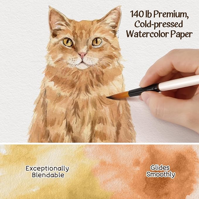 Aizweb Watercolor Workbook-Water Colors Paint Adult Set with 12 Original Animal Patterns,12 Paint Colors&Refillable Water Brush,Coloring Books for Beginners Arts&Crafts Birthday Gifts