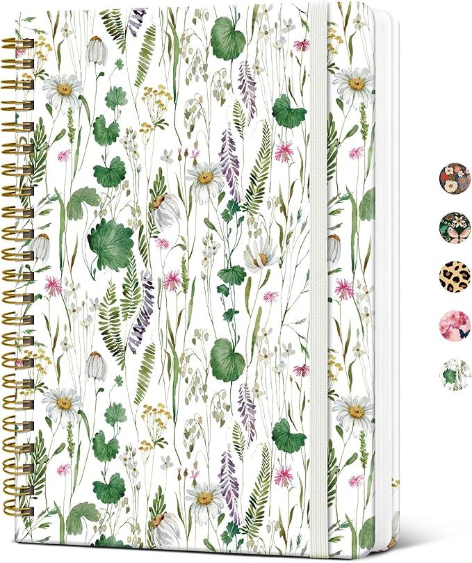 Taja Lined Spiral Journal Notebook for Women, A5 Cute College Ruled Hardcover Notebook for Work & Note Taking, Pretty Journal for Writing, 140 Pages, Spring Flowers