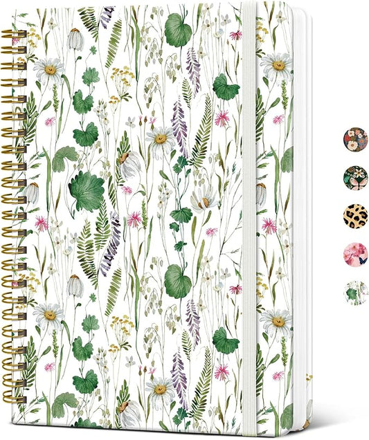 Taja Lined Spiral Journal Notebook for Women, A5 Cute College Ruled Hardcover Notebook for Work & Note Taking, Pretty Journal for Writing, 140 Pages, Spring Flowers