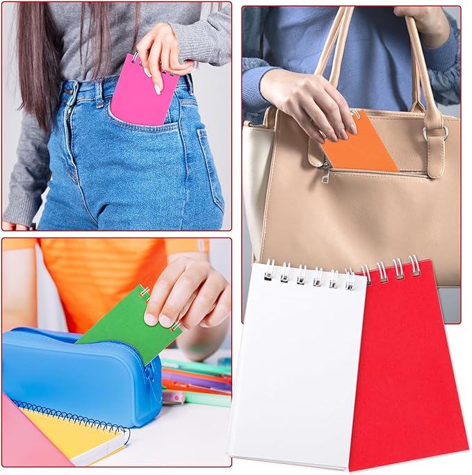 Hooqict 24 Pack Small Pocket Notebook Mini Notebooks Bulk Small Spiral Notepads with 8 Colors, Memo Note Pads for Kids, Work, Office, School, 3.9 x 2.4 Inches