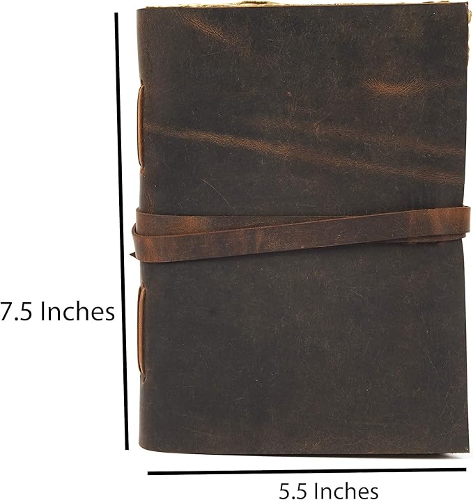 Leather Journal Travel Diary, Handmade Vintage Bound Notebook For Men & Women, Antique Finish, Genuine Buffalo Leather- Quality Unlined Paper Perfect for Notes, Art Sketchbook, 7X5 Inches, Brown