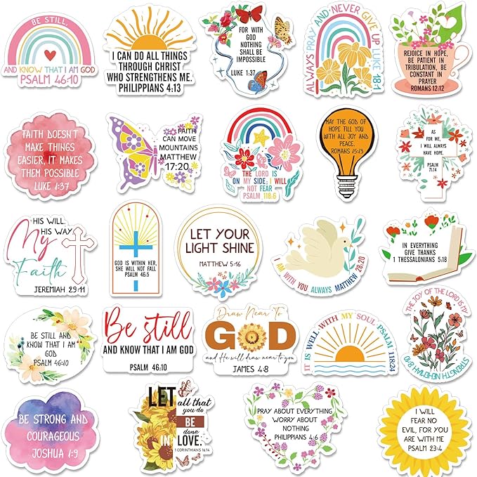 Sinmoe 24 Pieces Inspirational Fridge Magnets for Girls Bible Verse Locker Magnets for Girls Cute Motivational Quotes Refrigerator Decorations for School Classroom Whiteboard Office(Bible Style)