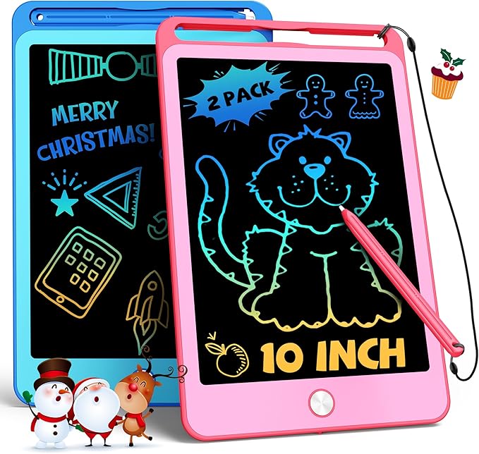 TEKFUN 2 Pack LCD Writing Tablet for Kids, 8.5 Inch Blue+Pink Doodle Board Drawing Board Drawing Tablet with Lanyard, Educational Kids Easter Christmas Toys Birthday Gift for Boys Girls 3-12 Years Old