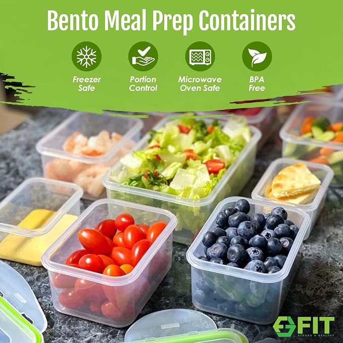 Bento Boxes for Kids and Adults, BPA-Free Lunch Containers, Clear, 7 Pack | Lunch Box Meal Prep Containers with Lids, Snack Boxes, Airtight Lid, Dishwasher Freezer Microwave Safe, 3×39oz, 2×17oz, 2×6oz