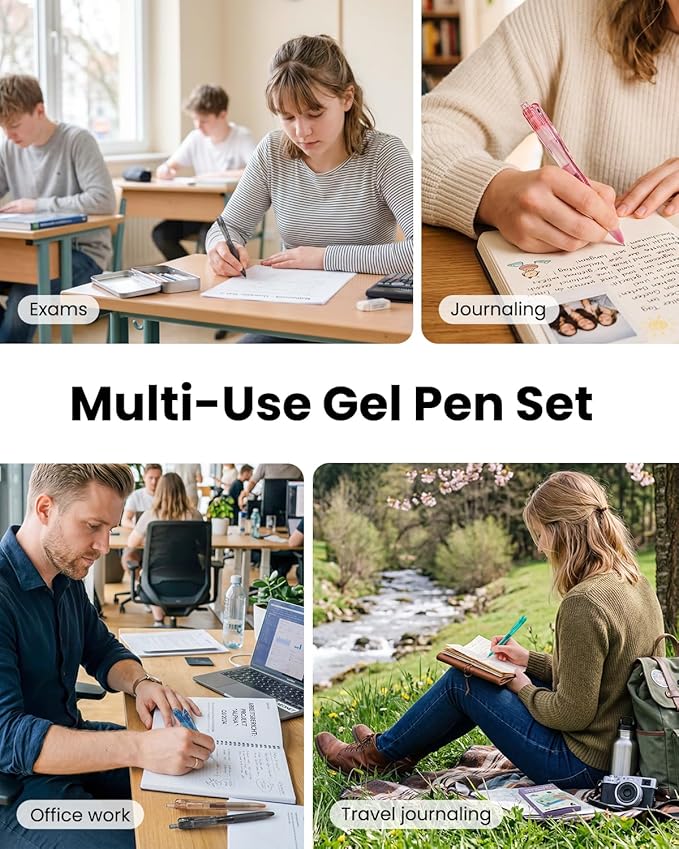 Four Candies 6Pack 0.5mm Black Ink Quick Dry Retractable Gel Pen Set, Cute Transparent Pastel Fine Point Note Taking Aesthetic lnk Pens, Comfort Grip Drawing Writing School Office Home