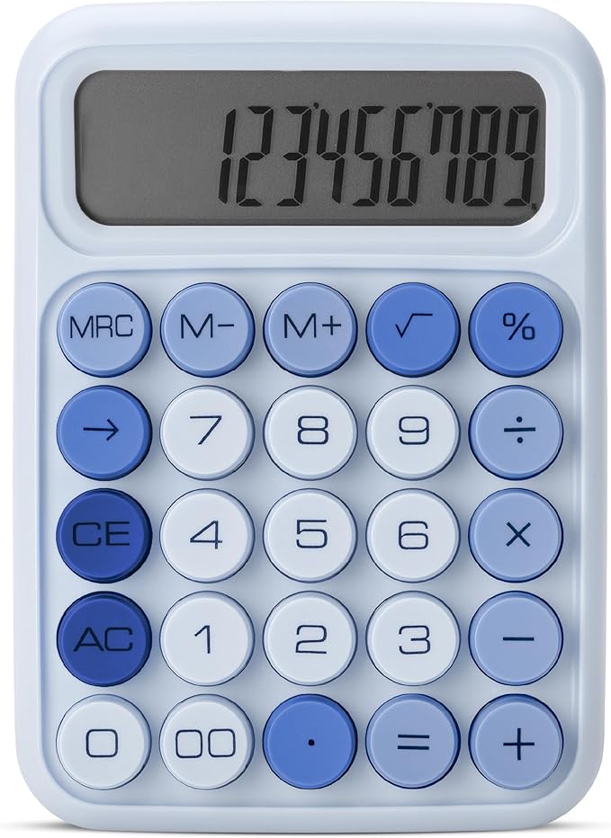 Mr. Pen- Mechanical Switch Calculator, 12 Digit Large LCD Display, Sky Blue with Big Buttons, Mechanical Switch Calculator for Home, School, Office
