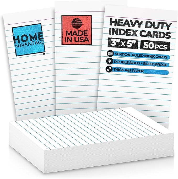 Home Advantage Vertically Ruled White Mini Index Cards, Note Cards (3x5)