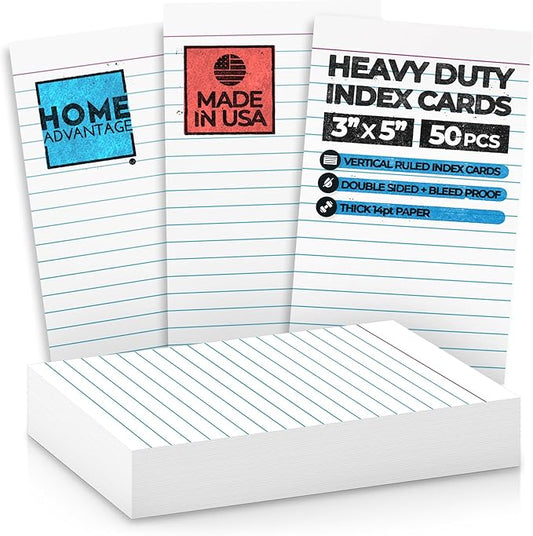 Home Advantage Vertically Ruled White Mini Index Cards, Note Cards (3x5)