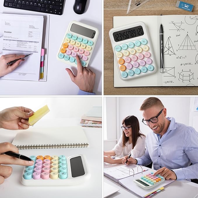 Mr. Pen- Mechanical Switch Calculator, 12 Digit Large LCD Display, Colorful with Big Buttons, Mechanical Switch Calculator for Home, School, Office