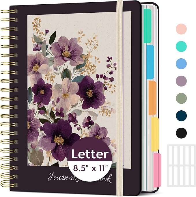 Taja Large Spiral Notebooks for Work 5 Subject with Removable Dividers