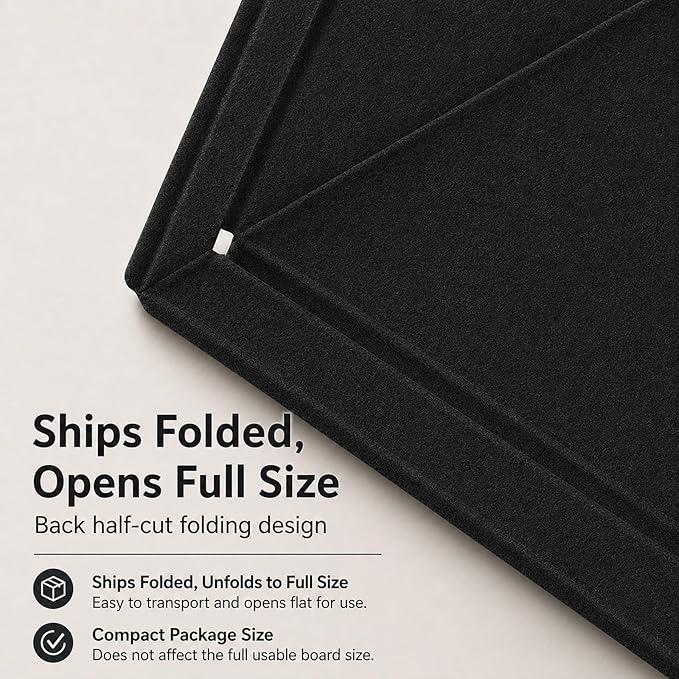Felt Bulletin Board for Wall 36" x 24" Unfolded Size, Frameless Felt Pin Board, Soft Cork Board Alternative for Office, Home Planning, Notes, Photos & Wall Decor, Foldable Shipping, Easy Install