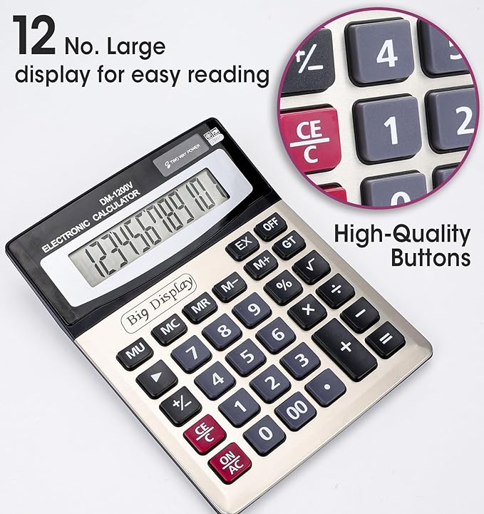 6 Pack Calculator Bulk, Calculators Desktop 12 Digit Extra Large LCD Display with Sensitive Butto, Solar and Battery Dual Power, Desk Calculator for Office, School, Home