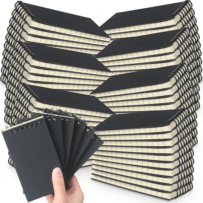 Tenceur 150 Pcs Pocket Notebook Small 3x5 Inch Black Spiral Notepads Mini Top Bound Notebook with Lined 120 Pages Ruled Memo Pads for Office College Nurse Essentials Back to School Gift