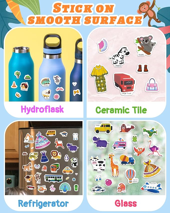 Benresive Reusable Sticker Book for Toddlers & Stickers for Kids, Toddler Travel Toys, Craft Activities, Boys & Girls Birthday Gifts