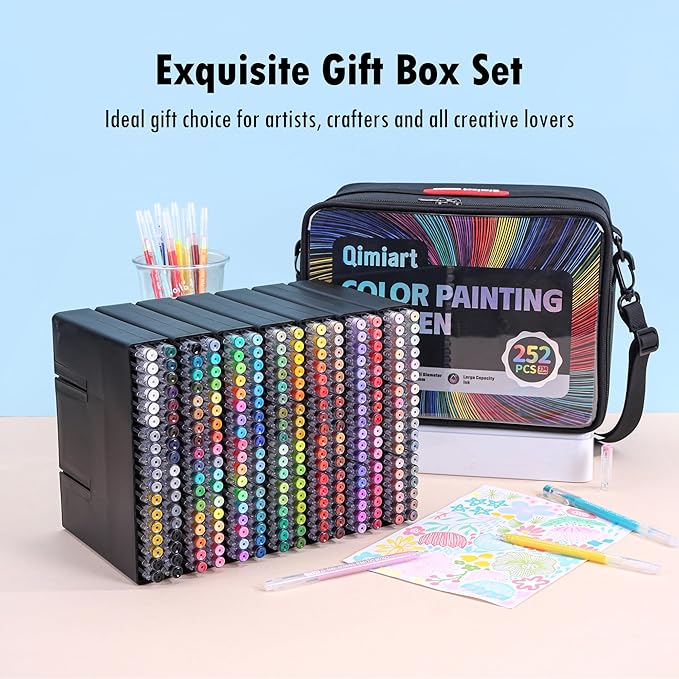 Colored Pen Gift Set, 252 Pack Colorful Gel Pens for Black Paper & White Paper, 0.6mm Fine Point Pens for Adult Drawing, Coloring,Journaling, Note Taking, Doodling, Art Supplies and DIY Crafts