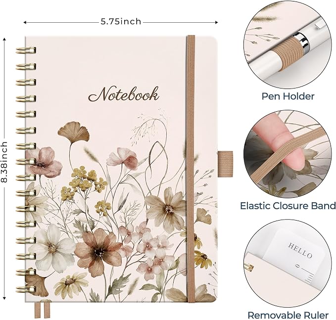 AHGXG Spiral Journal Notebook, 160 Lined Pages, A5 Size (5.7'' x 8.3'')
