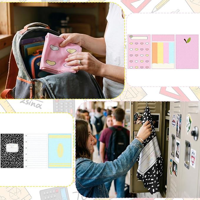 Frienda 6 Pcs Back to School Teacher Gift Kitchen Dish Towels 16x24'' First Day of School Classroom Decor Crayon Pencil Composition Notebook Decorative Hand Towel for Classroom Party Favor (Pastel)