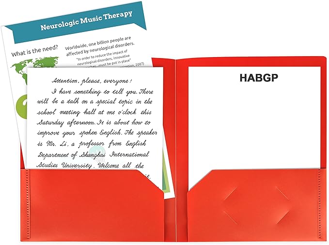 Plastic Folders with Pockets, 12 Color Heavy Duty Two Pocket Folder Business Card Holder for Office High School