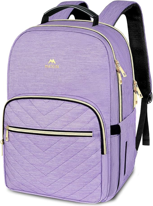MATEIN 17 Inch Laptop Backpack, Womens College Backpack for School | Large Water Resistant Teacher Nurse Work Bookbag, Lightweight Daypack Computer Back Pack, For Commute & Travel, Light Purple