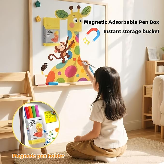 Soft Tip Art Dry Erase Markers Washable Colorful Whiteboard Pens with Magnetic Storage Box, Low Odor Non-Toxic Easy Erase Markers for Doodling, Painting & Calligraphy