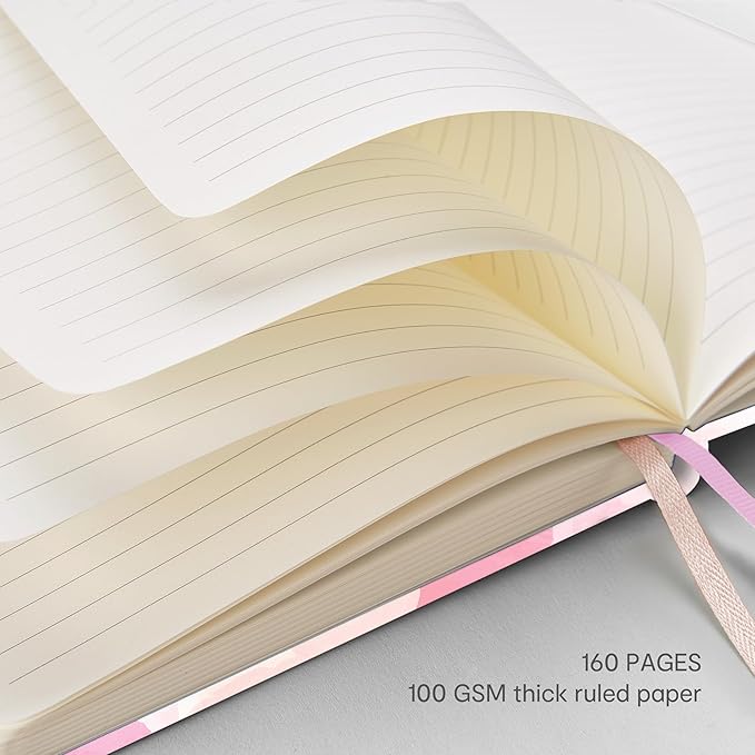 &And Per Se Hardcover Notebook – A5 5.7"x8" College Ruled, 160 Pages, 100gsm Thick Paper – Aesthetic Journal for Women, Gift-Ready Planner, Everyday Writing Notebook (Black)