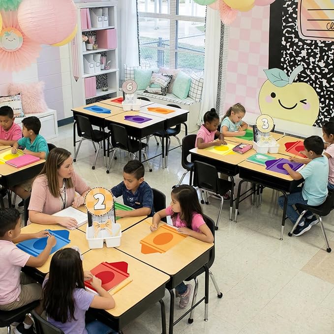 Lincia 12 Pcs Dry Erase Dots for Classroom Table Classroom Decor Boho Colorful Stickers for Whiteboard Wall Decor Removable Dry Erase Circles for School Teacher Supplies(Crayon, Colorful)
