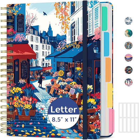 ZOTIA Large Spiral Notebooks for Work 5 Subject with Removable Dividers