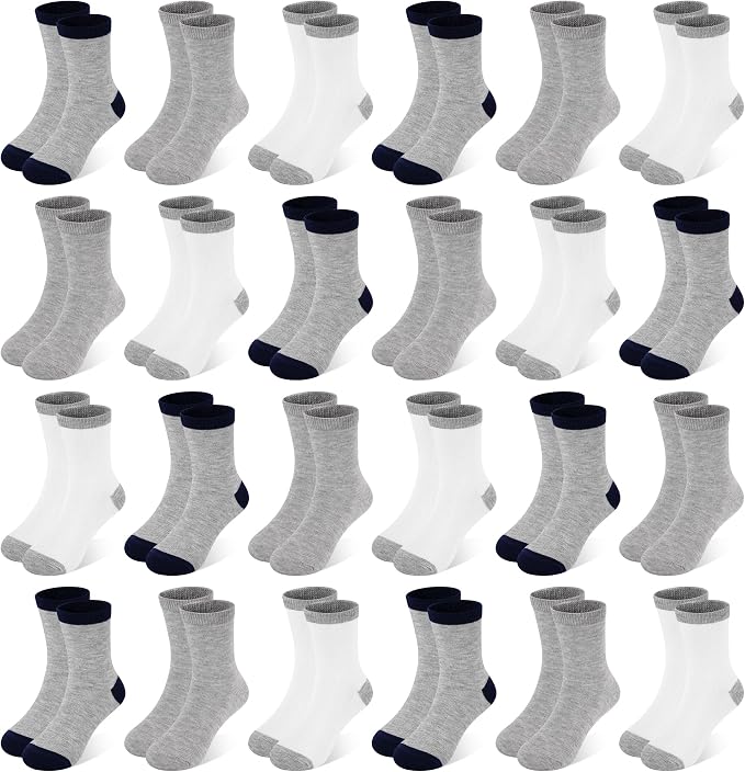 GENTABY Kids Socks 24 pairs Cozy Athletic Crew Socks for Boys and Girls(1-13Years)