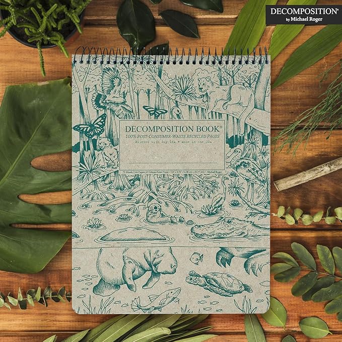 Decomposition Everglades Top Bound Spiral Notebook – 7.5 x 9.75 Journal, College Ruled Lined Pages – Left-Handed Friendly Notebooks Ideal for Students, Artists & Office Professionals – Made in USA
