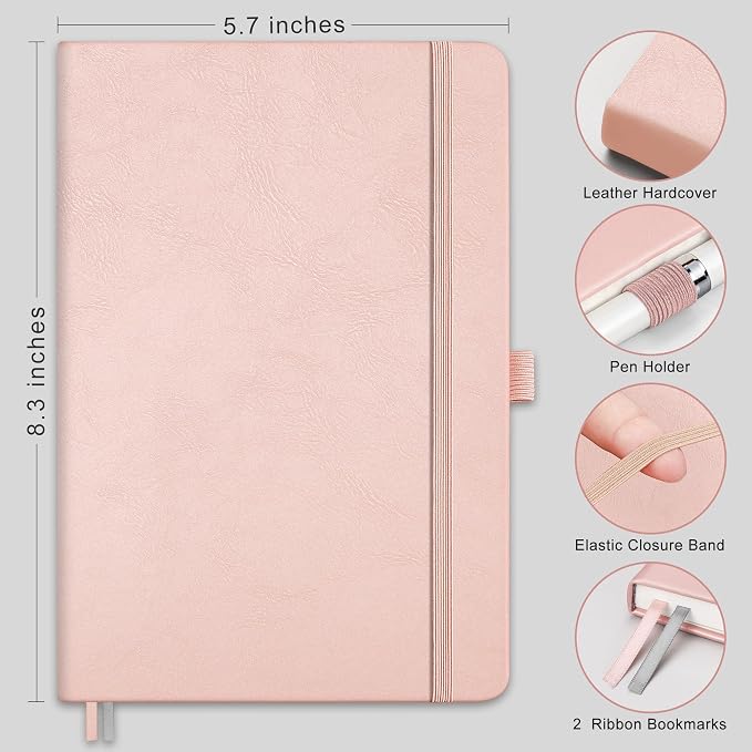 AHGXG Dotted Journal Notebook, 160 Numbered Pages, A5 Size (5.7'' x 8.3'')
