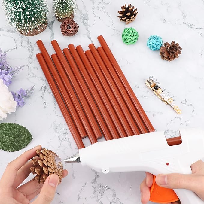 ENPOINT Brown Hot Glue Sticks Full Size, 8" Long x 0.43" Dia 36 Pack Hot Melt Glue Sticks Bulk, Brown Adhesive Glue Sticks Standard for Crafting DIY Art School Gluing Project Repair Sealing