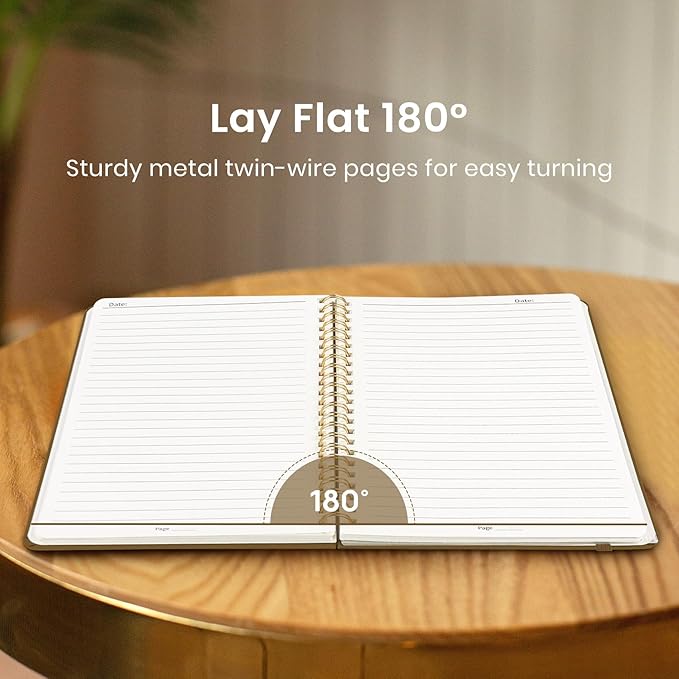 Taja Lined Spiral Journal Notebook for Women & Men, 140 Pages, College Ruled Hardcover Notebook for Work & Note Taking, Journals for Writing, A5(5.7" x 7.9") – Mocha Earth