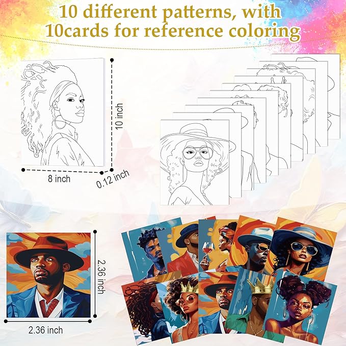 Ctosree 72 Pcs Couple Paint and Sip Kit for Adults 8'' x 10'' Pre Drawn Canvas for Painting DIY Pre Printed Canvas for Party Favor Acrylic Painting Kit Wood Easel Brushes Date Night Bulk