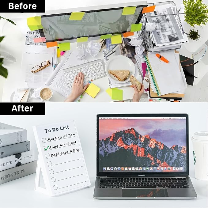 Desktop Dry Erase Board, Small Whiteboard with Stand, A5 Size 8.3 x 5.8 Inches with A Dry Erase Marker, Detachable Stand & to Do List Card (A5)