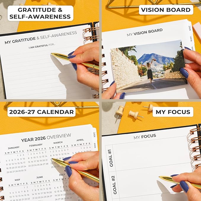 Clever Fox Dated Planner with Tabs 2026 – Weekly & Monthly Spiral Planner with Habit Tracker for Goal Setting & Time Management (Black)
