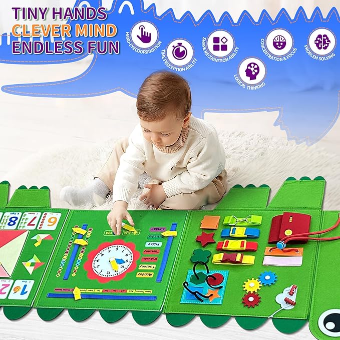 Busy Board Montessori Busy Board, Sensory Wall Activity Board- Toddlers Montessori Toys，Learning & Educational Panel Center for Kids Age 3+，Perfect Gift for Boys & Girls (Birthday, Christmas)