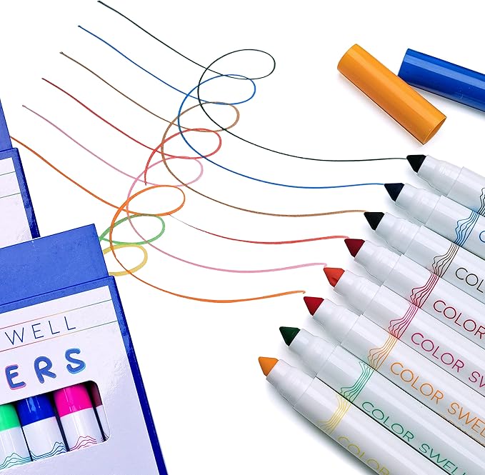 Color Swell Washable Markers Bulk Pack, 8 Vibrant Colors, Broad Line, Non-Toxic, 40 Sets (320 Total Markers), Ages 3+
