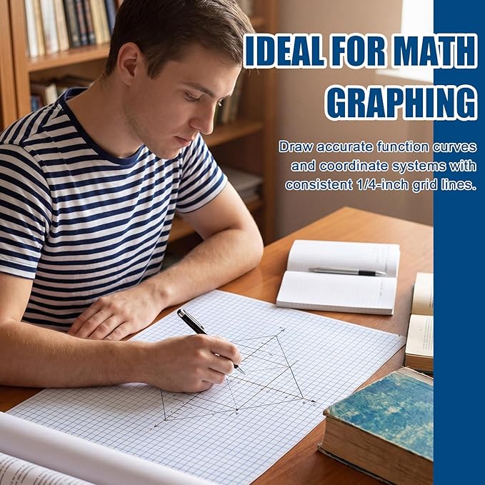 Jetec 1 Roll Large Grid Graph Paper Roll 1/4'' Grid 11 Inch x 39ft Engineering Drafting Paper for Blueprint School Classroom Graphing Supplies Engineer Architect Designer Mathematician Gifts