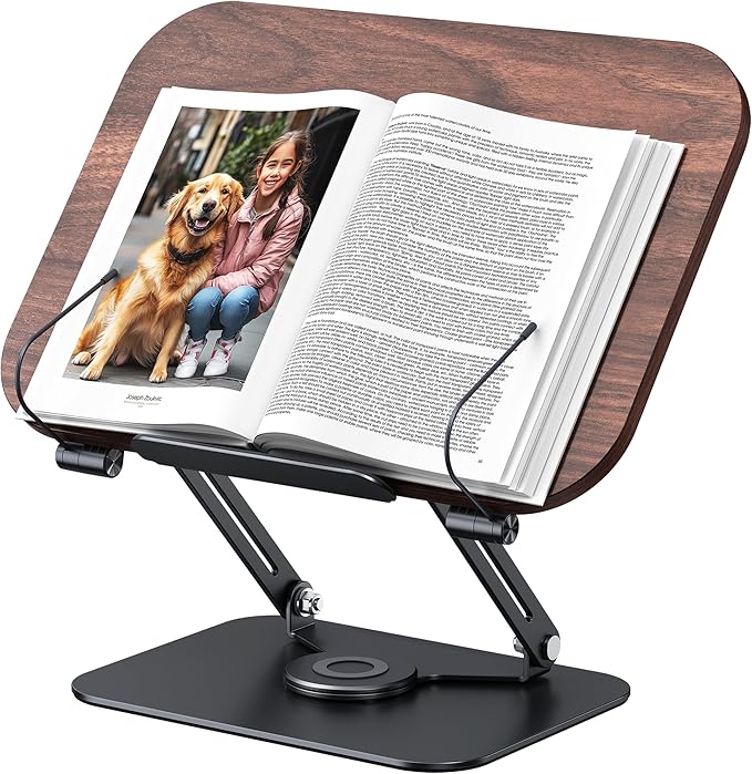 MOKURU Book Stand for Reading, 360° Adjustable Book Holder, Foldable Book Holder Stand, Cookbook Stand, Textbook Stand, Bible Stand, Music Scores Stand, Laptop Stand, Tablet Stand