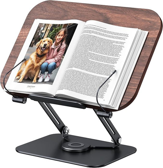 MOKURU Book Stand for Reading, 360° Adjustable Book Holder, Foldable Book Holder Stand, Cookbook Stand, Textbook Stand, Bible Stand, Music Scores Stand, Laptop Stand, Tablet Stand