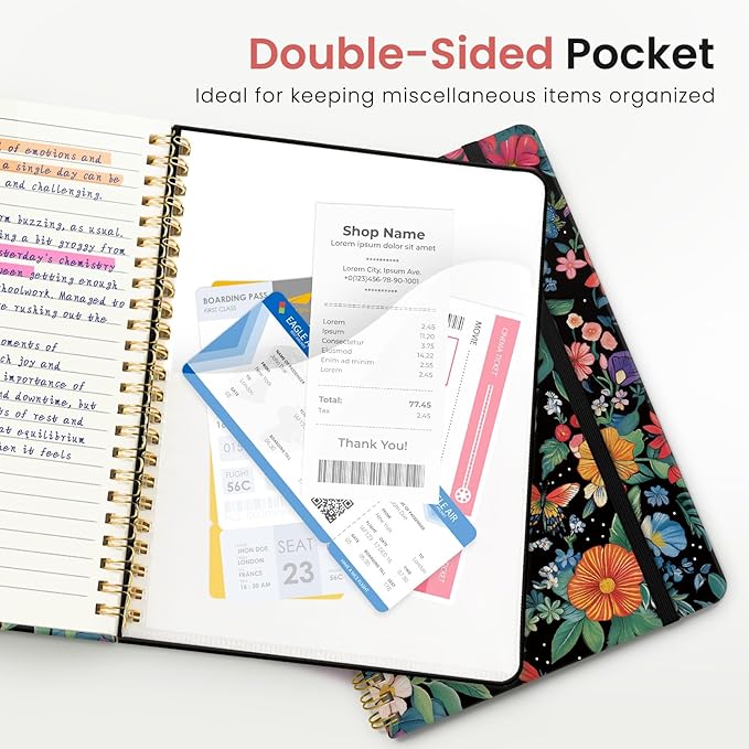 ZOTIA Lined Spiral Journal for Women, A5 Cute Hardcover College Ruled Notebook for Work, School & Note Taking, Aesthetic Writing Journal, 140 Pages (5.8" x 8.3"), Hummingbird
