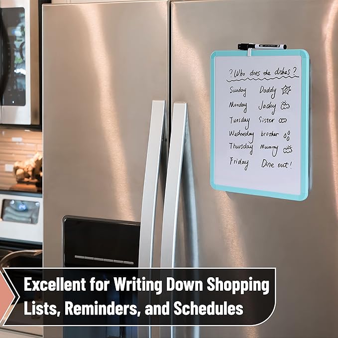 Mr. Pen- Dry Erase Board, 14” x 11” with a Black Dry Erase Marker, Mint Green Frame, Small Mini White Board for Students, Fridge, Wall, Locker, Includes Double Sided Tapes