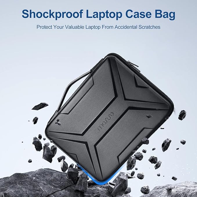 MOSISO Laptop Case 17.3 inch, 17-17.3 inch Laptop Sleeve Compatible with Dell, HP, Lenovo, Asus, Acer, Alienware, Artistic Geometric EVA Carrying Case Hard Shell with Handle, Black