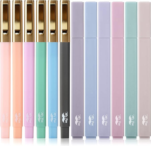 Mr. Pen- Aesthetic Highlighters and Ballpoint Pens No Bleed, 12 Pack, Pastel Colors, Bible Highlighters and Pens No Bleed, Fast Dry and No Smear for Bible Journaling, Planner, School Supplies